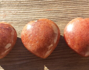 NATURAL RED AVENTURINE Gemstone Puffy Heart 40-45mm
