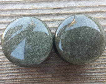 Pair of Real GOLDEN OBSIDIAN Plugs Gauges Body Jewelry Double Flared - Pick Size