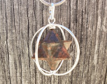 Natural FANCY AGATE  Merkaba Pendant Gemstone Merkaba Spinning Star Pendant