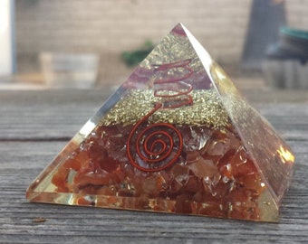 Extra Large (70-75mm) CARNELIAN Orgone Gemstone Pyramid X-Large Pyramid Orgone