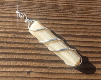 CHRYSOBERYL Spiral Wire Wrapped Pencil Point Pendant Gemstone