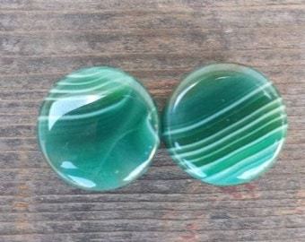 Pair of Real GREEN AGATE Plugs Gauges Body Jewelry Double Flared - Pick Size
