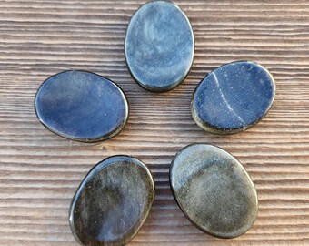 GOLD OBSIDIAN Worry Stone Natural Stone Hand Carved Gemstone Worry Stone