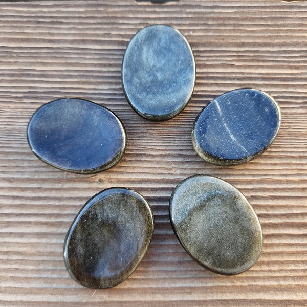 GOLD OBSIDIAN Worry Stone Natural Stone Hand Carved Gemstone Worry Stone