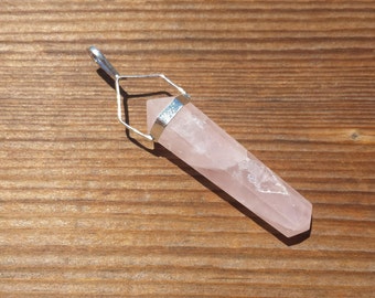 Natural ROSE QUARTZ Crystal D - Point Pendant Gemstone