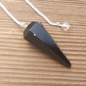 BLACK OBSIDIAN Natural Stone Gemstone Faceted Pendulum