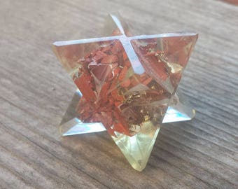 ORGONE RED JASPER Gemstone Merkaba Star Orgone