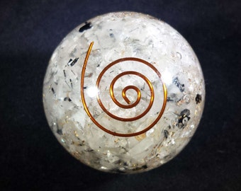 Medium (40-50mm) TOURMILATED QUARTZ Orgone Gemstone Sphere Orgone Sphere