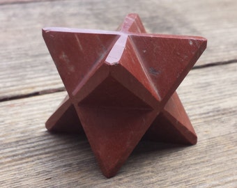 Large (50mm) RED JASPER Natural Gemstone Merkaba Star (One)