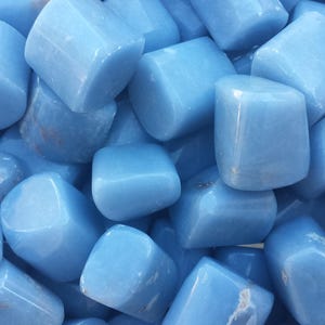 SIX (6) ANGELITE TUMBLED Stones Medium/Large Natural Tumble Stones