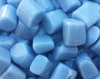 SIX (6) ANGELITE TUMBLED Stones Medium/Large Natural Tumble Stones