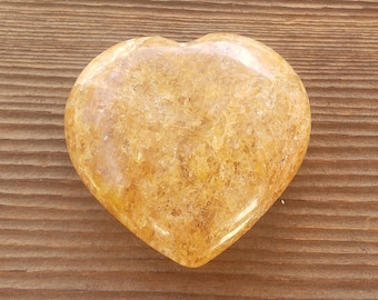 NATURAL GOLDEN QUARTZ Gemstone Puffy Heart 50-60mm