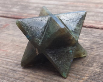 Large (50mm) LABRADORITE Natural Gemstone Merkaba Star (One)