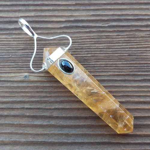 POINT PENDANT NATURAL CITRINE AND AMETHYST CRYSTAL D