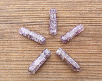 AMETHYST ORGONE Single Terminated Gemstone Crystal Pencil Point (One)