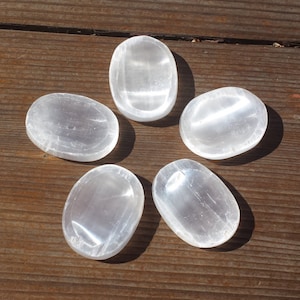 SELENITE Worry Stone Natural Stone Hand Carved Gemstone Worry Stone