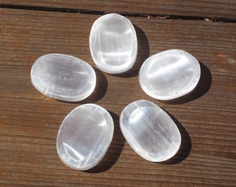 SELENITE Worry Stone Natural Stone Hand Carved Gemstone Worry Stone