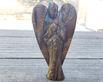3" TIGER EYE ANGEL Natural Handcarved Stone Gemstone