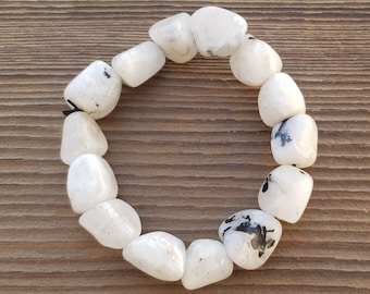 RAINBOW MOONSTONE Natural Tumbled Stone Gemstone Stretchy Bracelet