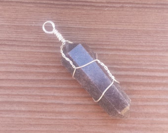 BLUE AVENTURINE Wire Wrapped Double Point Pendant Stone Natural Gemstone
