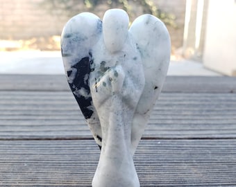 3" RAINBOW MOONSTONE ANGEL Natural Handcarved Stone Gemstone