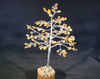 Natural TIGER EYE Gemstone Chip Tree With 150 Stones Crystal Tree Of Life