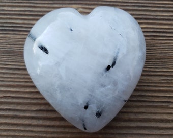 Large NATURAL TOURMALATED QUARTZ Gemstone Puffy Heart 60-70mm