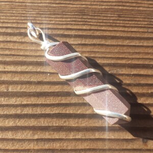 Narmada Stone Spiral Wire Wrapped Pencil Point Pendant Gemstone