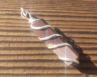 Narmada Stone Spiral Wire Wrapped Pencil Point Pendant Gemstone