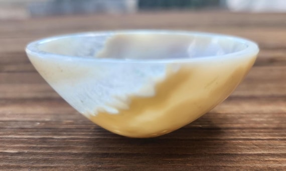 GREY AGATE BOWL Natural Stone Hand Carved Gemstone [15]