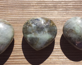 NATURAL LABRADORITE Gemstone Puffy Heart 40-45mm