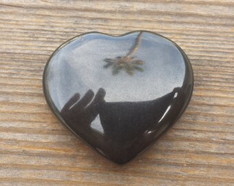 NATURAL OBSIDIAN Gemstone Puffy Heart 30-35mm