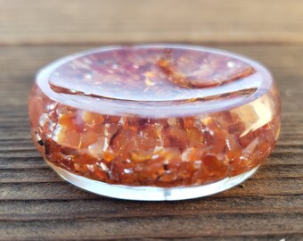 ORGONE CARNELIAN Gemsone Sphere Stand And Worry Stone