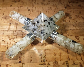 RAINBOW MOONSTONE ORGONE 4 Point Gemstone Energy Generator