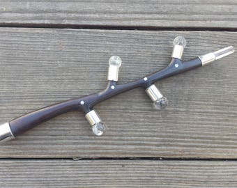 Rosewood Tree Inspired Wand with Clear Quartz Spheres