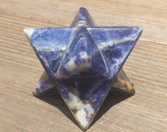 Large (50mm) SODALITE Natural Gemstone Merkaba Star (One)