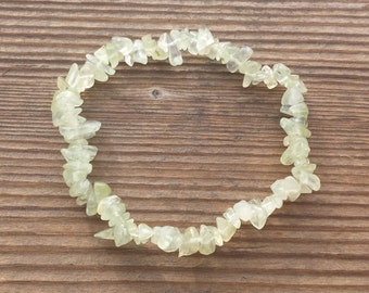 PERIDOT Natural Stone Gemstone Stretchy Chip Bracelet