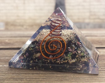 Large (60-65mm) MULTI TOURMALINE Orgone Gemstone Pyramid Large Pyramid Orgone