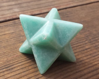 Large (50mm) AMAZONITE Natural Gemstone Merkaba Star (One)