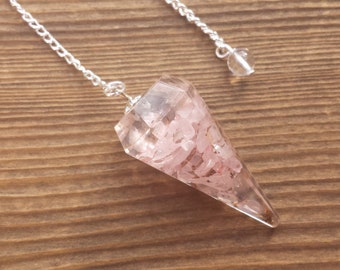 ORGONE ROSE QUARTZ Gemstone Faceted Orgone Pendulum