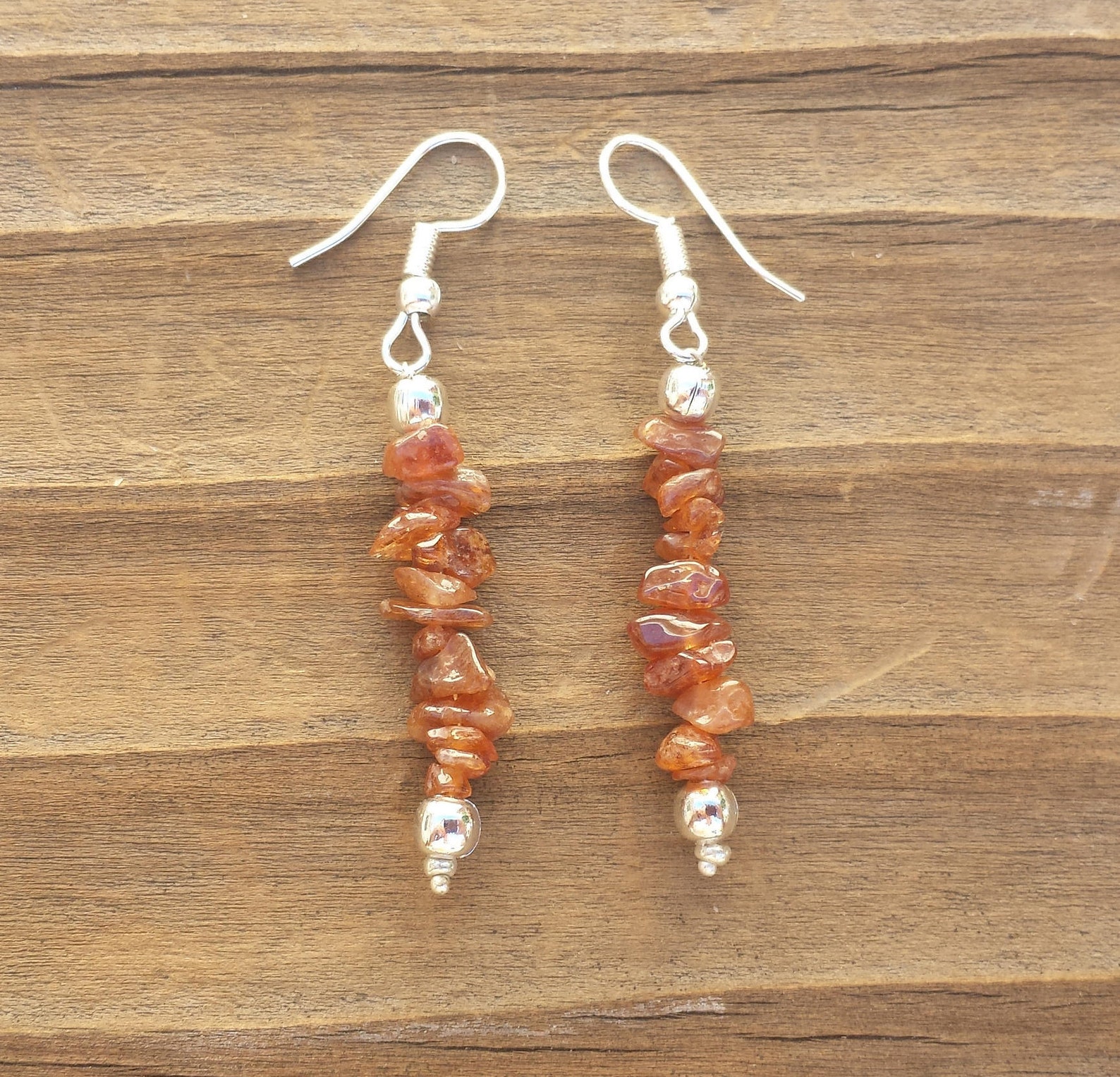 •8 OF CUPS• citrine + hessonite garnet silver earrings