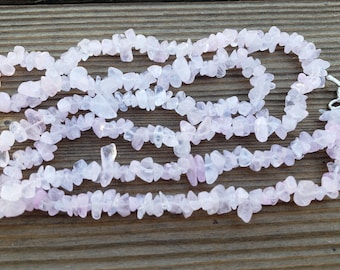 ROSE QUARTZ Natural Stone Gemstone 30" Chip Necklace