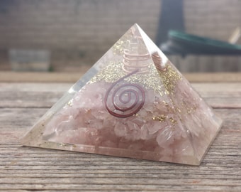 LARGE (50-55mm) ROSE QUARTZ Orgone Gemstone Pyramid Large Pyramid Orgone