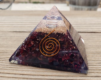 Extra Large (70-75mm) GARNET Orgone Gemstone Pyramid X-Large Pyramid Orgone