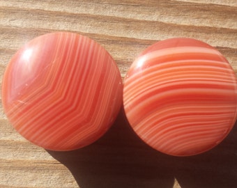 RARE! Pair of Real RED STRIPE Agate Plugs Gauges Body Jewelry Double Flared - Pick Size