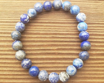 LAPIS LAZULI Natural Stone Bead Gemstone Stretchy  Bracelet