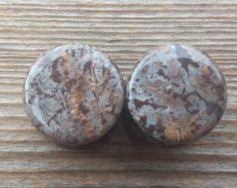 Pair of Real NAODELITE Flat Plugs Gauges Body Jewelry Double Flared - Pick Size