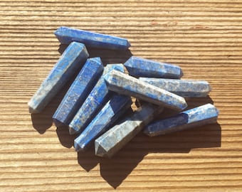 NATURAL LAPIS LAZULI Double Terminated Gemstone Crystal Pencil Point (One)