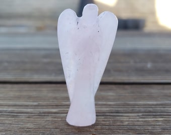 2" ROSE QUARTZ ANGEL Natural Handcarved Stone Gemstone