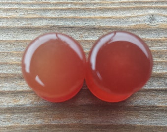 Pair of Real RED AGATE Flat Plugs Gauges Body Jewelry Double Flared - Pick Size